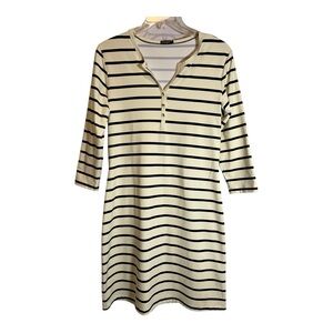 J McLaughlin Catalina Cloth Henley Dress Black Stripe Size Medium